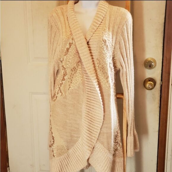Cupio Sweaters - Cupio Long Sweater Cardigan Duster XL Open Wrap Bell Sleeve Aztec Boho Fairy